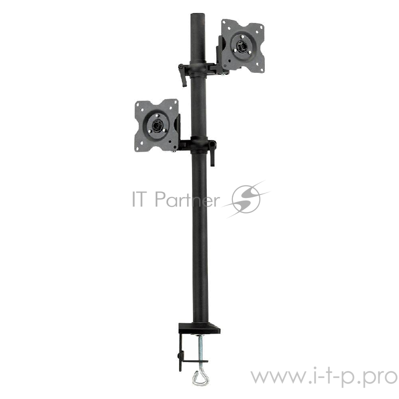 Настольное наклонно-поворотное крепление Kromax OFFICE-5, для 2-х LCD мониторов 13"-32", 5 ст. свободы, 3D вращение, VESA 75/100, max 2х6 кг GREY