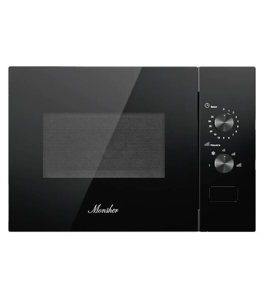 Встраиваемая микроволновая печь MONSHER MMH 1015 Noir, High-Tech, 15 л, мощность 600 Вт, 5 уровней мощности, размораживание, поворотное управление, черный