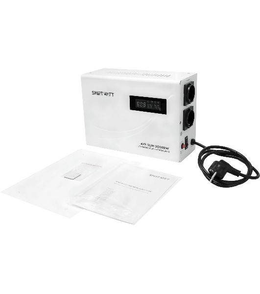 Настенный стабилизатор напряжения SMARTWATT AVR SLIM 2000RW (100W - 260W, 2000VA, 2 кВт, 50 Гц, розеток - 2, LED-дисплей