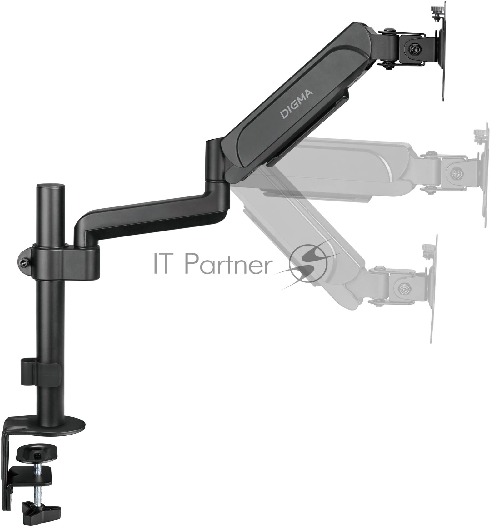 Кронштейн для мониторов ЖК Digma D-MM201 черный 17"-32" макс.9кг крепление к столешнице поворот и наклон