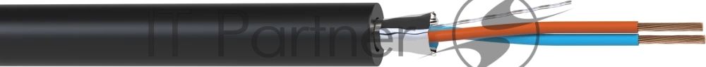Кабель балансный микрофонный 300 м, 24 AWG, FRNC/LSZH, 0.2 мм2, диаметр 3.7мм, экран, медь 25 x 0.1 мм, черный, бухта