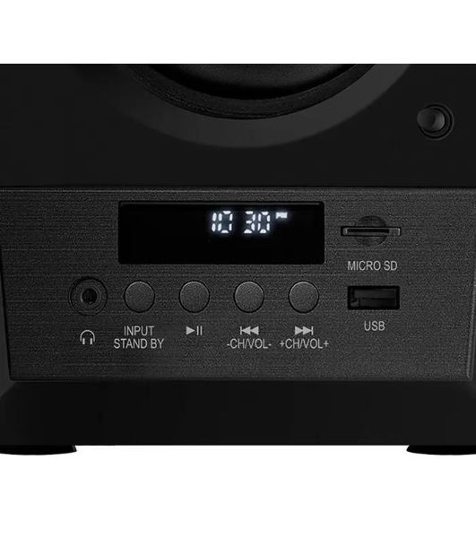 Акустическая система 2.0 SVEN MC-10, чёрный, мощность 2x25Вт (RMS), FM-тюнер, USB/microSD, дисплей, пульт ДУ, Bluetooth SVEN MC-10, чёрный, акустическая система 2.0, мощность 2x25Вт (RMS), FM-тюнер, USB/microSD, дисплей, пульт ДУ, Bluetooth