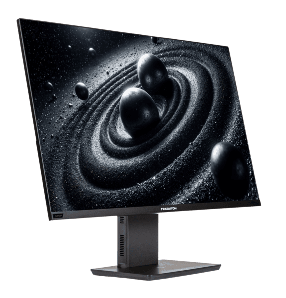Монитор 27" "Гравитон" МН27П "Автор" IPS 2560x1440, 100 Гц, 5 мс, 16:9, 250 кд/м², HDMI 2.0, DP 1.4, USB-C (65 Вт PD + DP), USB Hub (2×USB-A 3.2 + 1×USB-B), 3.5 Jack, динамики (2×2 Вт), HDR10, Adaptive-Sync, Qi-зарядка (15 Вт), черный