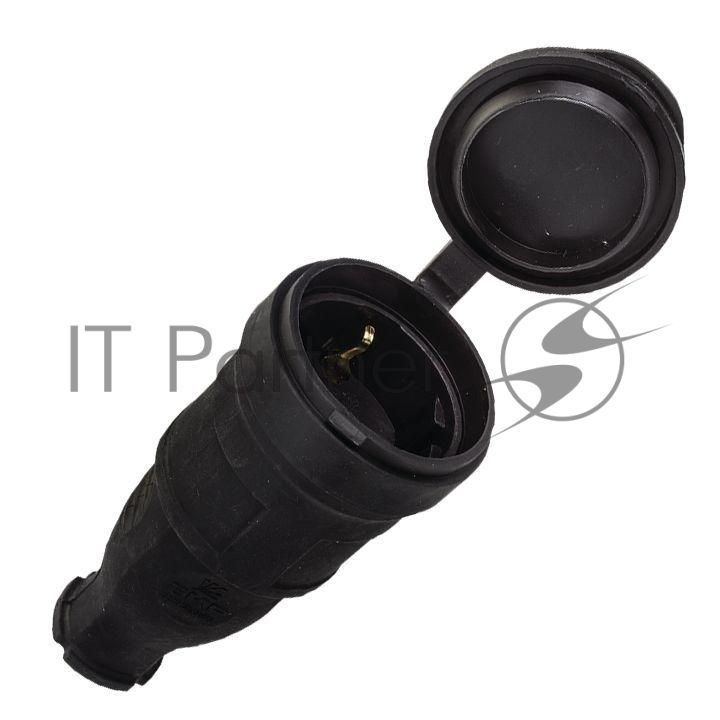 Розетка переносная 16А 230В 2P+PE с защ. крышкой IP44 каучук EKF RPS-012-16-230-44