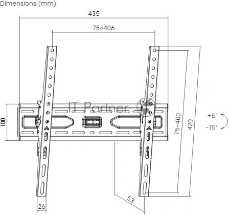 Кронштейн для телевизора Ultramounts UM845 черный 32"-75" макс.45кг настенный наклон