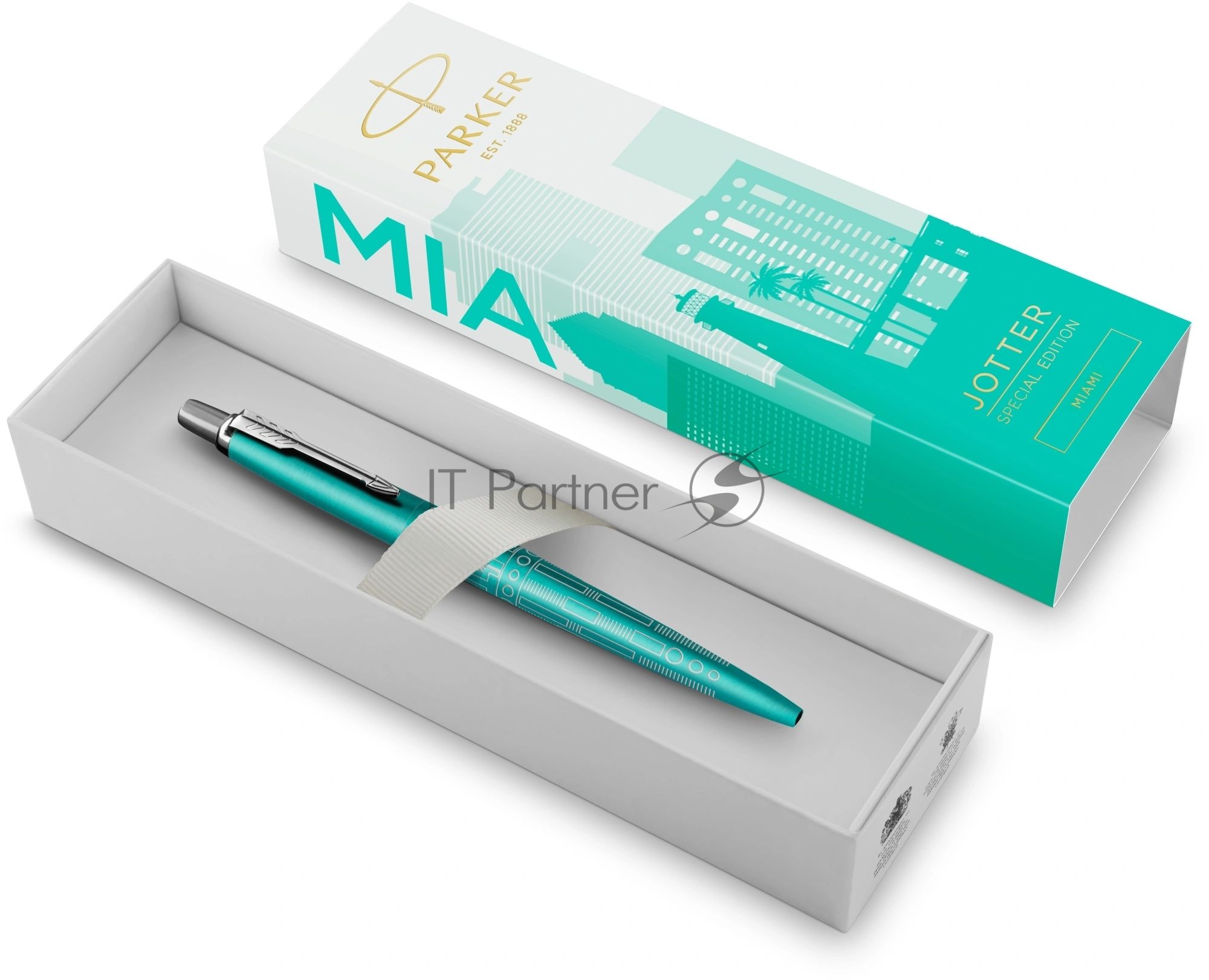 Ручка шариковая Parker Jotter Miami K179 (2221602) бирюзовый M син. черн. подар.кор.