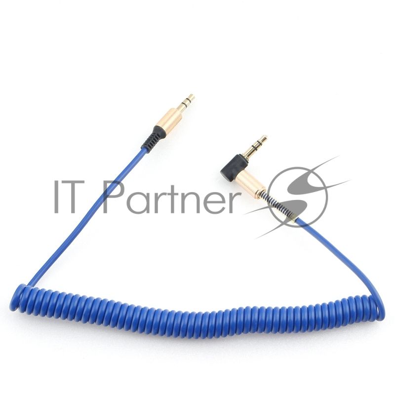 Кабель Cablexpert аудио 90˚ спиральный CCAB-02-35MMLC-1.8MU. 3.5 Jack (M)/3.5 Jack (M), синий, 1.8м, блистер