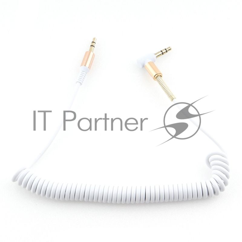 Кабель Cablexpert аудио 90˚ спиральный CCAB-02-35MMLC-1.8MW. 3.5 Jack (M)/3.5 Jack (M), белый, 1.8м, блистер