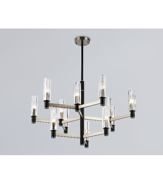 Люстра Ambrella light LH55505/12 SN/BK/CL сатин никель/черный/прозрачный E14*12 max 40W D860*905