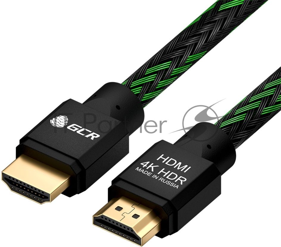 Кабель 1.5m GCR  HDMI 2.0, BICOLOR нейлон, AL корпус черный, HDR 4:2:2, Ultra HD, 4K 60 fps 60Hz/5K*30Hz, 3D, AUDIO, 18.0 Гбит/с, 28AWG. GCR-52161