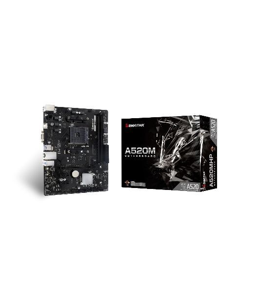Материнская плата Biostar A520MHP, AM4, AMD A520, 2xDDR4, 4xSATA, 1xM.2, 1xPCIe 3.0 x16, HDMI, D-Sub, 1x1Gb LAN, 3x3.5 мм, 7.1, microATX