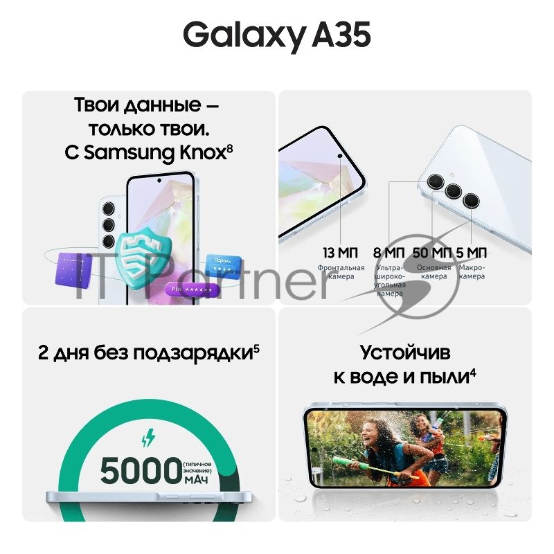 Смартфон Samsung Galaxy A35 5G, 8/128Gb, голубой