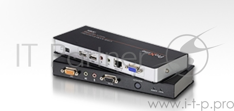 Переключатель ATEN CE770-(AT-G) Удлинитель, SVGA+KBD&MOUSE USB+AUDIO+RS232, 300 метр., 1xUTP Cat5e, SPHD15+HD-DB15+2xUSB A-тип+ 2xMINI JACK+DB9, Female, с KVM-шнуром USB 1.8м., Б.П. 220> 5.3V