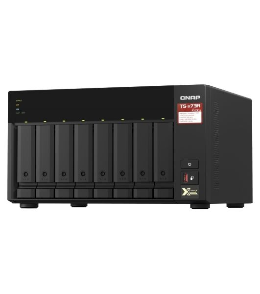 Сетевое хранилище без дисков SMB QNAP TS-873A-8G NAS, 8 trays 3,5"/2,5", 2x2,5 GbE BASE-T, 2 x M.2 NVMe 2280 slots, quad-core AMD Ryzen V1500B 2,2 GHz, 8 Gb SO-DIMM DDR4 (1 x 8 Gb) up to 64Gb (2x32 Gb)