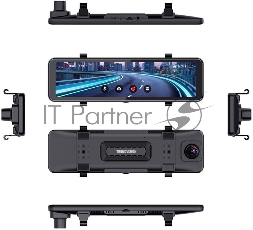 Видеорегистратор TrendVision CarPlay Mirror, 3840x2160, 11", с камерой заднего вида, G-сенсор, датчик движения