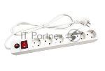 Удлинитель с сетевым фильтром 6х3 м с заземл. 10А IP20 защ. шторки ПВС 3х0.75 белый, UNIVersal 967U-3003