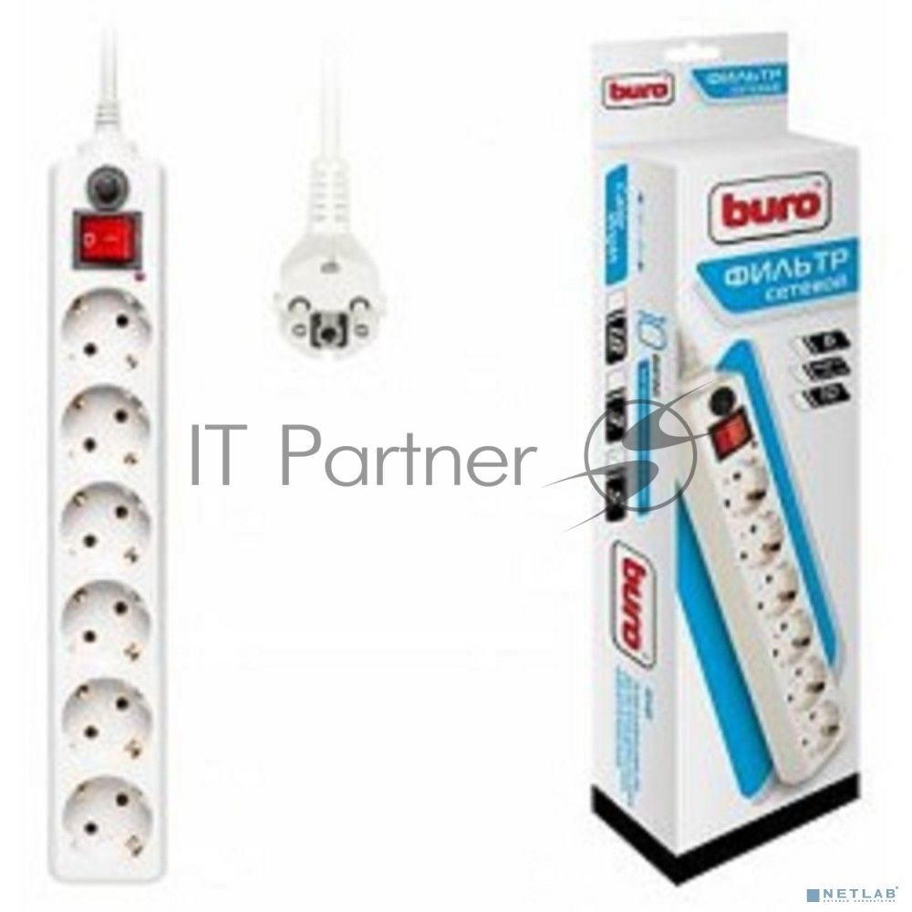 Сетевой фильтр Buro 600SH-5-W 5 м, 6 розеток, белый, коробка
