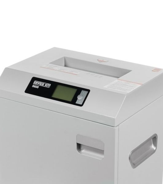 Шредер Office Kit S600 S600 1,9x15 (секр.P-5)/фрагменты/17лист./60лтр./Уничт:скрепки, скобы, пл.карты/CD