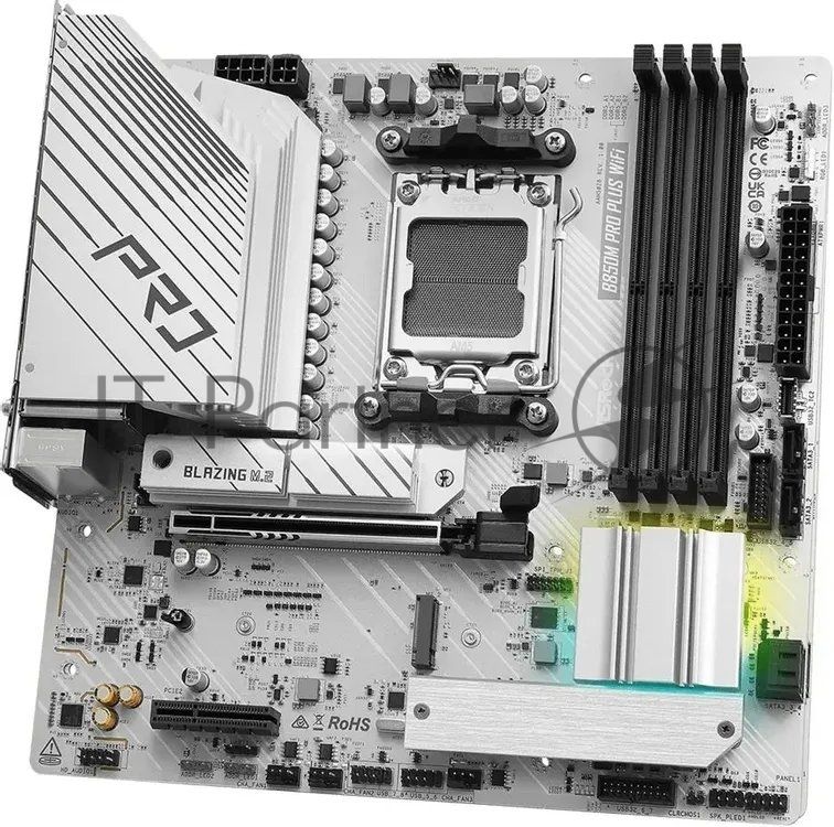 Материнская плата ASRock B850M Pro Plus WiFi, AM5, AMD B850, 4xDDR5, 4xSATA, 1xPCIe 5.0 x16, 1xPCIe 4.0 x4, 1xHDMI, 1xDisplayPort, 1x2.5Gb LAN, 2xUSB 3.2 Gen2, 2xUSB 3.2 Gen1, 4xUSB 2.0, 3x3.5 мм, 7.1, microATX