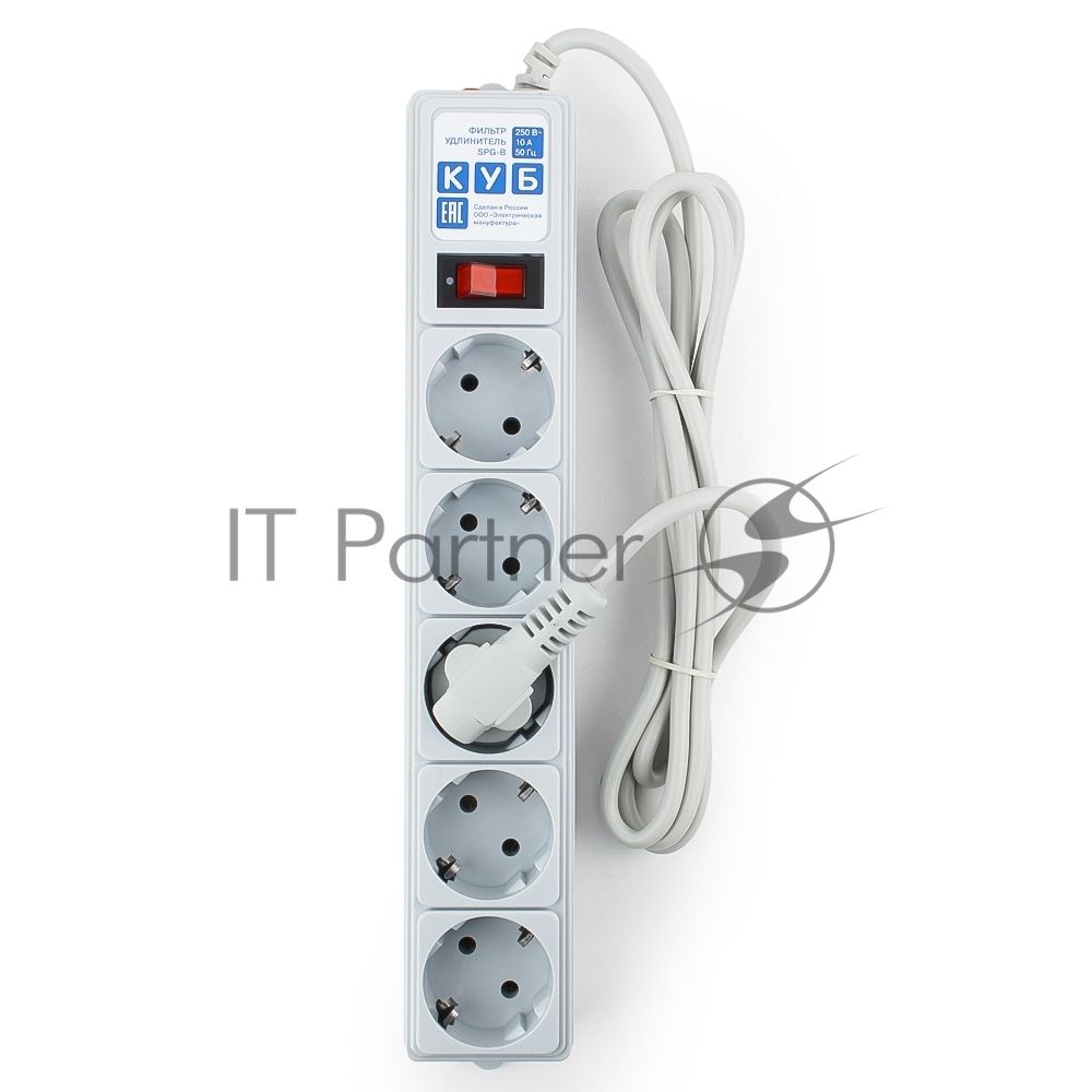 Сетевой фильтр POWER CUBE 1,9 м.* 5 розеток, серый