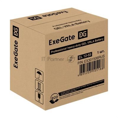 Гелевая аккумуляторная батарея ExeGate EL 12-55-М6 (12V 55Ah, болт М6)