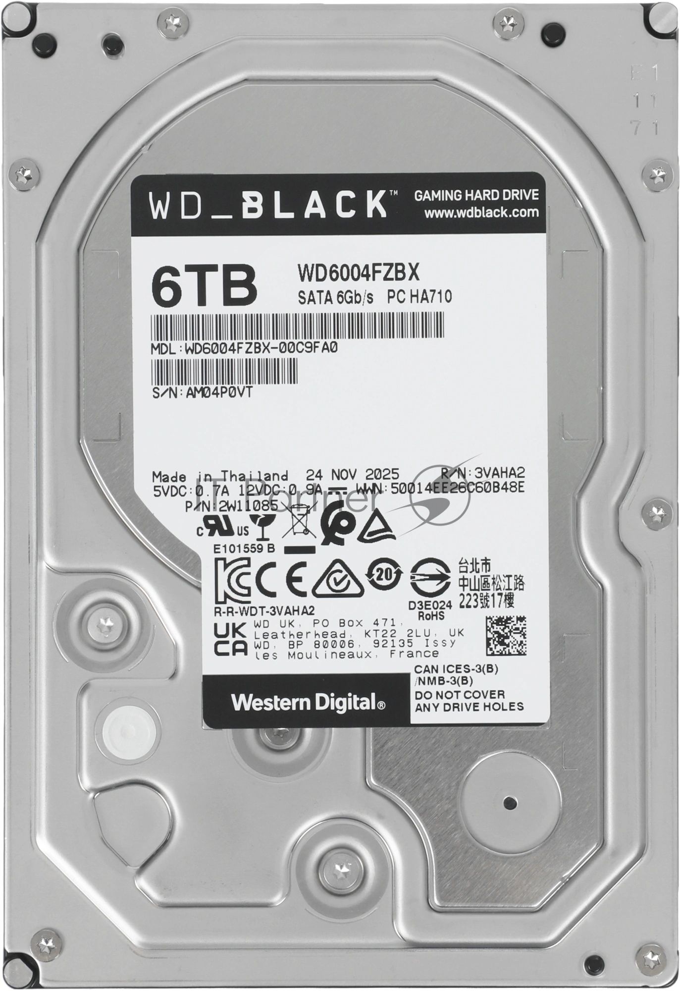 Жесткий диск WD SATA-III 6TB WD6004FZBX Desktop Black (7200rpm) 256Mb 3.5"