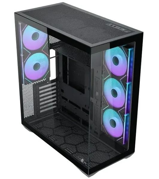 Корпус ATX Eurocase M4801 black, без БП, закаленное стекло 2 стороны