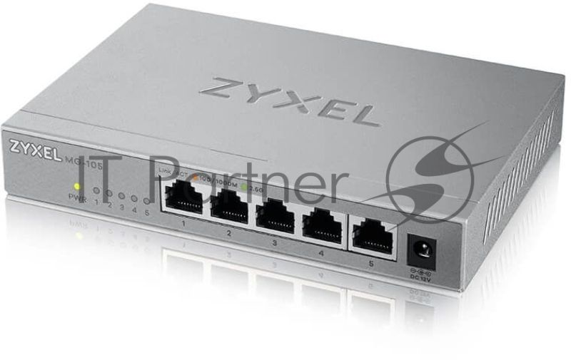 Коммутатор мультигигабитный Zyxel MG-105, 5x1/2,5GE, настольный, бесшумный