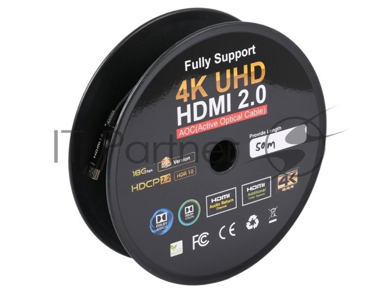 Активный оптический кабель Cablexpert HDMI, 50м, v2.0, 19M/19M, AOC Premium Series, позол.разъемы, экран, коробка