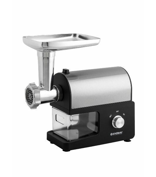 Мясорубка электрическая Endever Sigma-114 черный/стальной, 2600 Вт, 2.0 кг/мин, реверс, защита от перегрузки, металлический лоток, насадки - 5