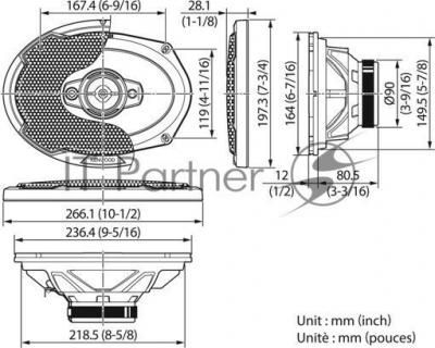 Колонки автомобильные Kenwood KFC-PS6986 600Вт 88дБ 4Ом 15x23см (6x9дюйм) (ком.:2кол.) коаксиальные четырехполосные