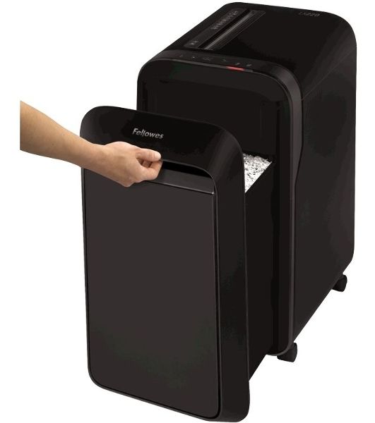 Шредер Fellowes PowerShred LX220 черный (секр.P-4)/перекрестный/20лист./30лтр./скрепки/скобы/пл.карты