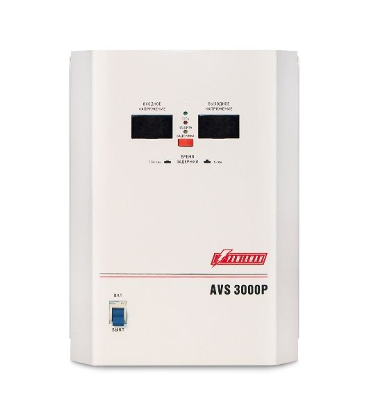 Стабилизатор напряжения Powerman AVS-P Voltage Regulator 3000VA, Digital Indication, Wall Mount, Hardwire Input/Output, 230V, 1 year warranty, White