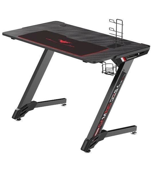 Стол игровой Eureka TN-Z43-BK-V2 столешница ЛДСП черный каркас черный