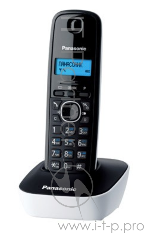 Телефон беспроводной (DECT) Panasonic KX-TG1611RUW (белый) АОН, Caller ID,12 мелодий звонка,подсветка дисплея,поиск трубки