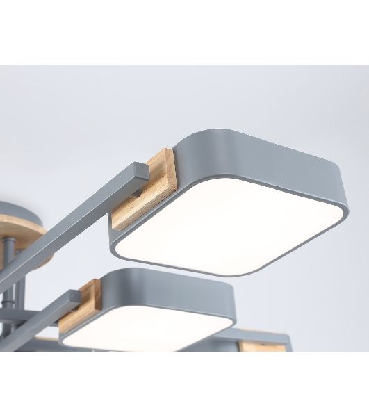 Светильник Ambrella light FL4889/8 GR/WD серый/дерево 144W 3000-6000K 960*960*160 (без ПДУ)
