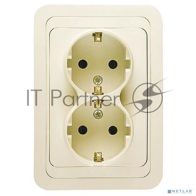 Розетка Makel 2-м СП Mimoza 16А IP20 с заземл. крем/крем