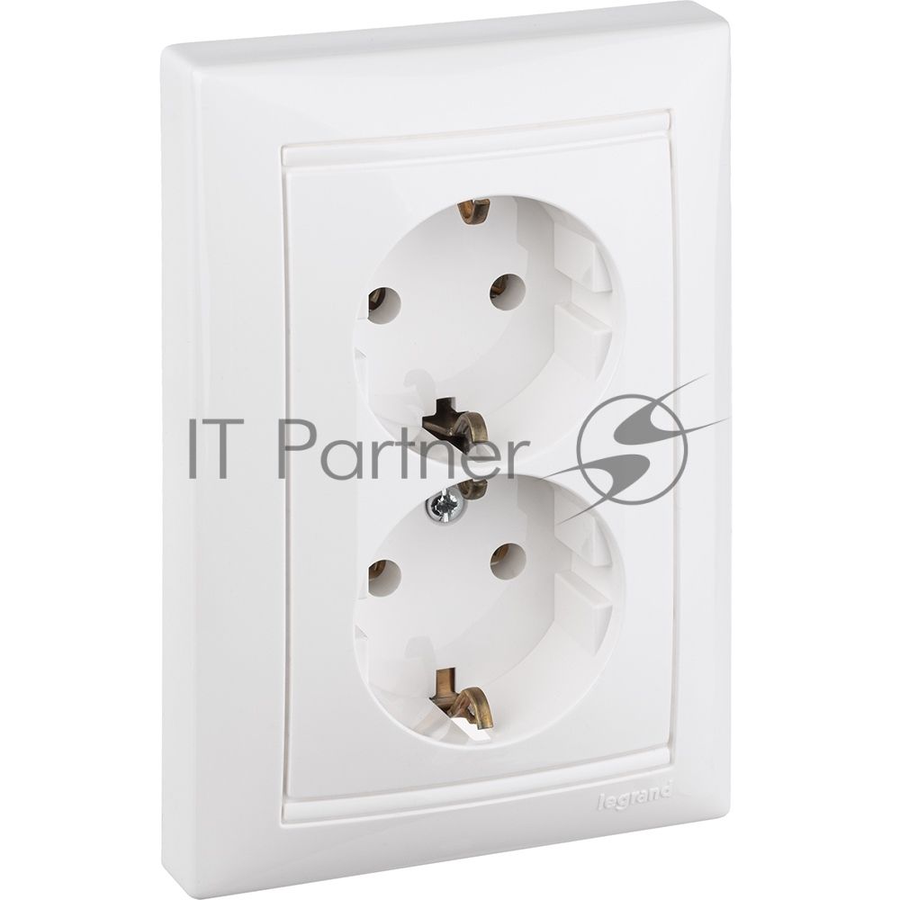 Электроустановочные изделия Legrand Legrand 774400 Розетка двойная (моноблок) Valena с заземлением (белый)