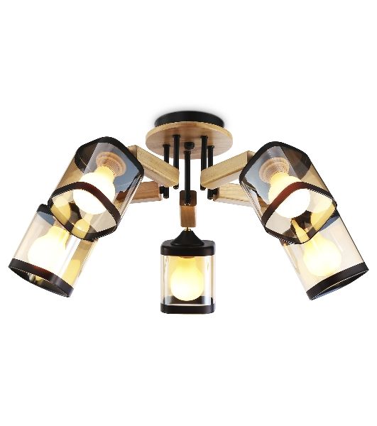 Светильник Ambrella light TR9529/5 BK/GD/TI черный/золото/янтарь E27*5 max 40W D670*260