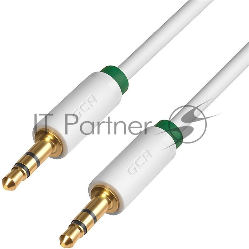 Кабель Greenconnectаудио 1.5m jack 3,5mm/jack 3,5mm белый, зеленая окантовка, ультрагибкий, 28 AWG, M/M, Premium , экран, стерео