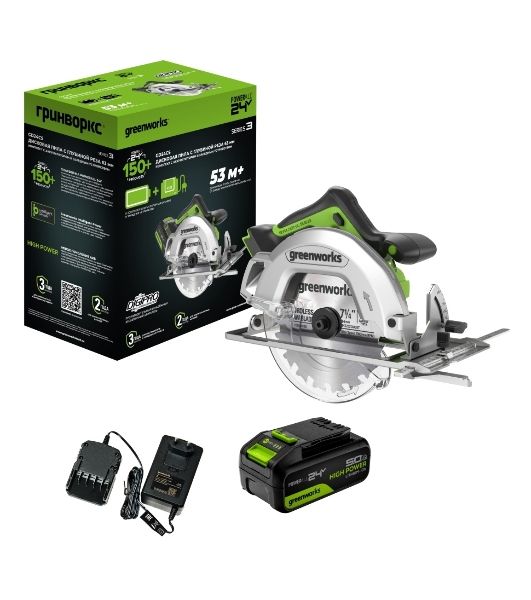Циркулярная пила (дисковая) Greenworks GD24CS (ручная) D диска.:185мм (1500907CUG)