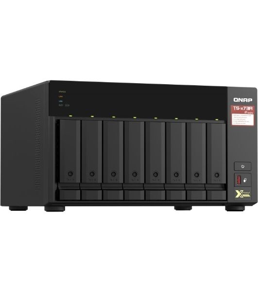 Сетевое хранилище без дисков SMB QNAP TS-873A-8G NAS, 8 trays 3,5"/2,5", 2x2,5 GbE BASE-T, 2 x M.2 NVMe 2280 slots, quad-core AMD Ryzen V1500B 2,2 GHz, 8 Gb SO-DIMM DDR4 (1 x 8 Gb) up to 64Gb (2x32 Gb)