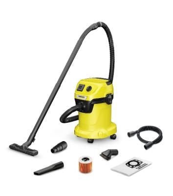 Строительный пылесос Karcher WD 3 P V-17/4/20 Workshop желтый, 1000 Вт, уборка сухая/сбор воды/выдув, пылесборник мешок/контейнер, 17 л