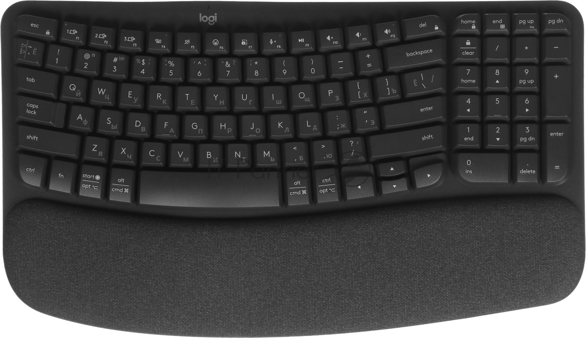 Клавиатура Logitech Wave Keys беспроводная, Bluetooth, радиоканал, серый