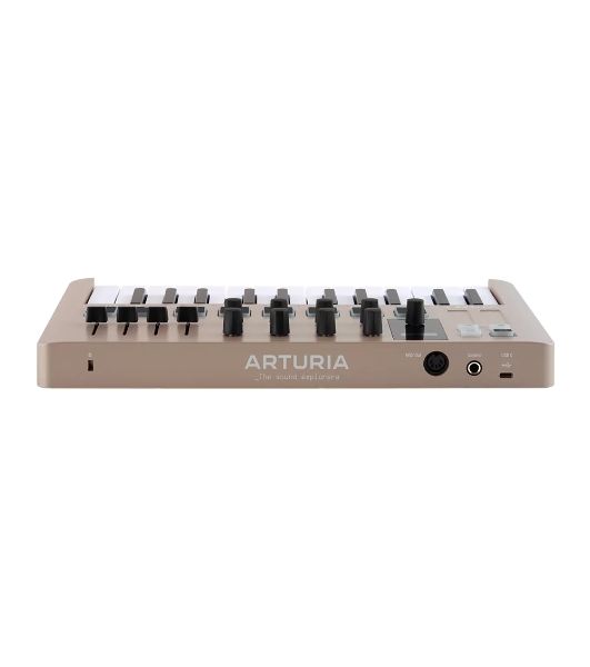 Клавиатура MIDI 231508 Arturia MiniLAB 3 Champagne 25 клавиш, 8 энкодеров, 8 RGb пэдов, 8 фейдеров, дисплей, сенсорные регуляторы Pitch/Modulation, MIDI-выход, 1/4" Jack вход педали, режим Chord, арпеджиатор, USB-C
