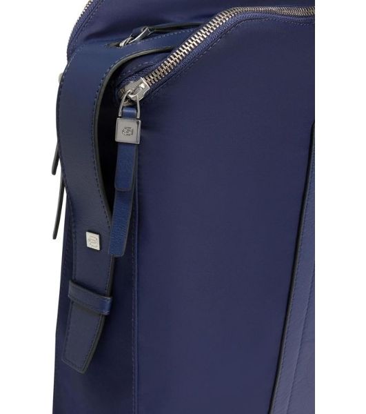 Деловая сумка женская Piquadro Lyra BD4574W92T/BLU с отделением для ноутбука 14" темно-синяя нейлон/натур.кожа