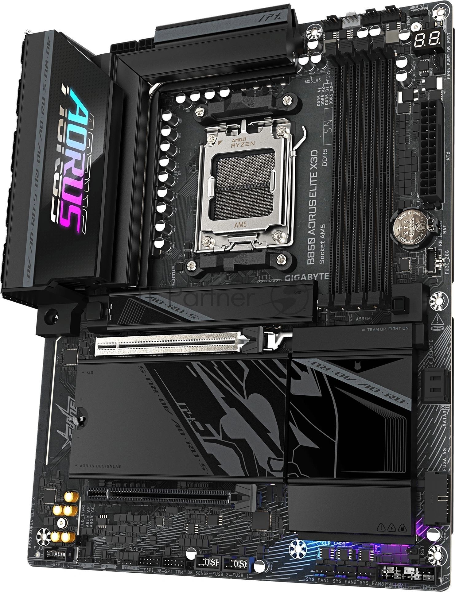 Материнская плата Gigabyte B850 AORUS ELITE X3D, AM5, AMD B850, 4xDDR5, 2xSATA, 4xM.2, 1xPCIe 5.0 x16, 1xPCIe 4.0 x4, 1xHDMI, 1x 5GbE LAN, 2xUSB 3.2 Gen 2 Type-C, 2xUSB 3.2 Gen 2 Type-A, 4xUSB 3.2 Gen 1, 4xUSB 2.0,