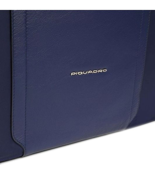 Деловая сумка женская Piquadro Lyra BD4574W92T/BLU с отделением для ноутбука 14" темно-синяя нейлон/натур.кожа