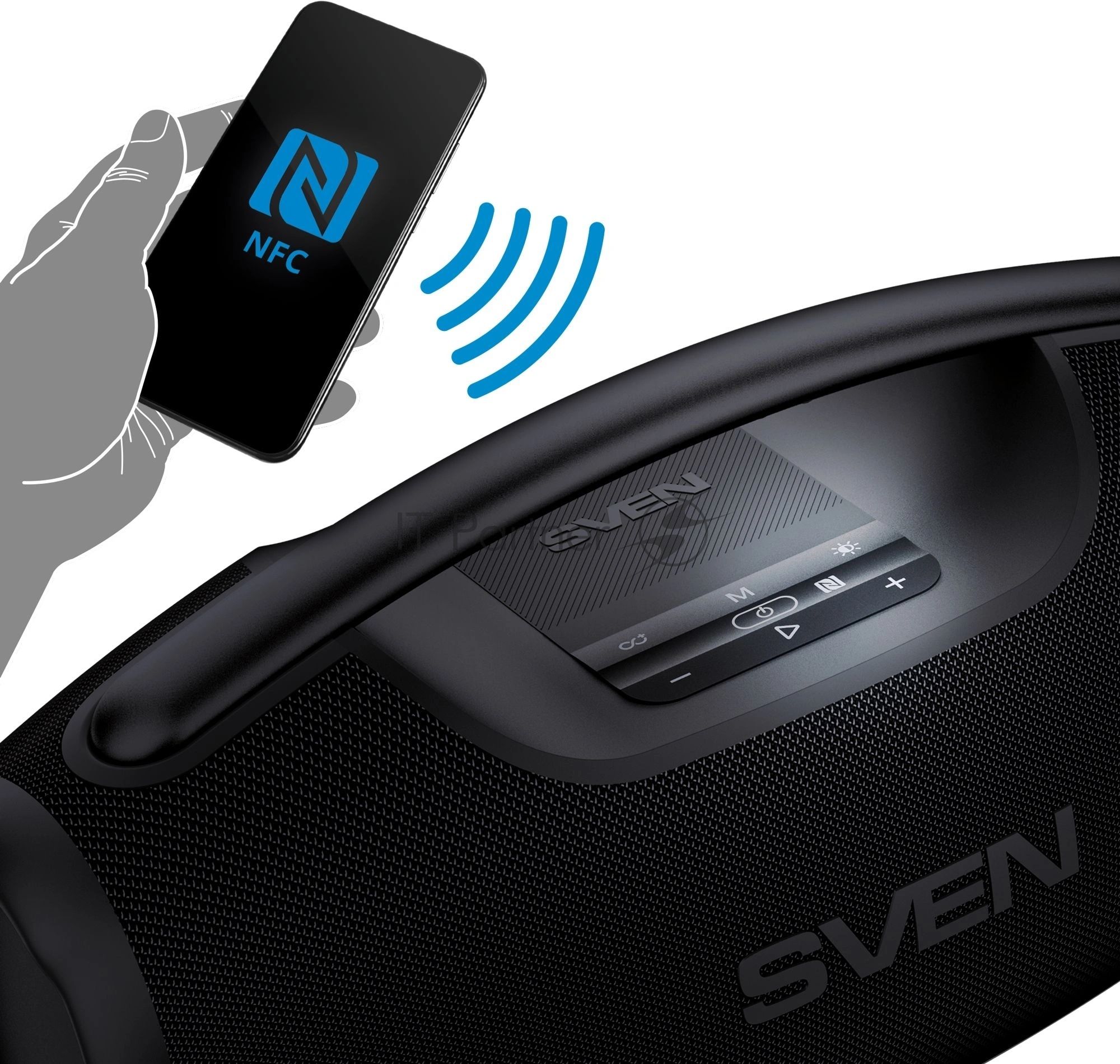 Портативная акустическая система SVEN PS-990, черный, 2.0, 2x90 Вт (RMS), IPx7, TWS, Bluetooth, USB, аккумулятор