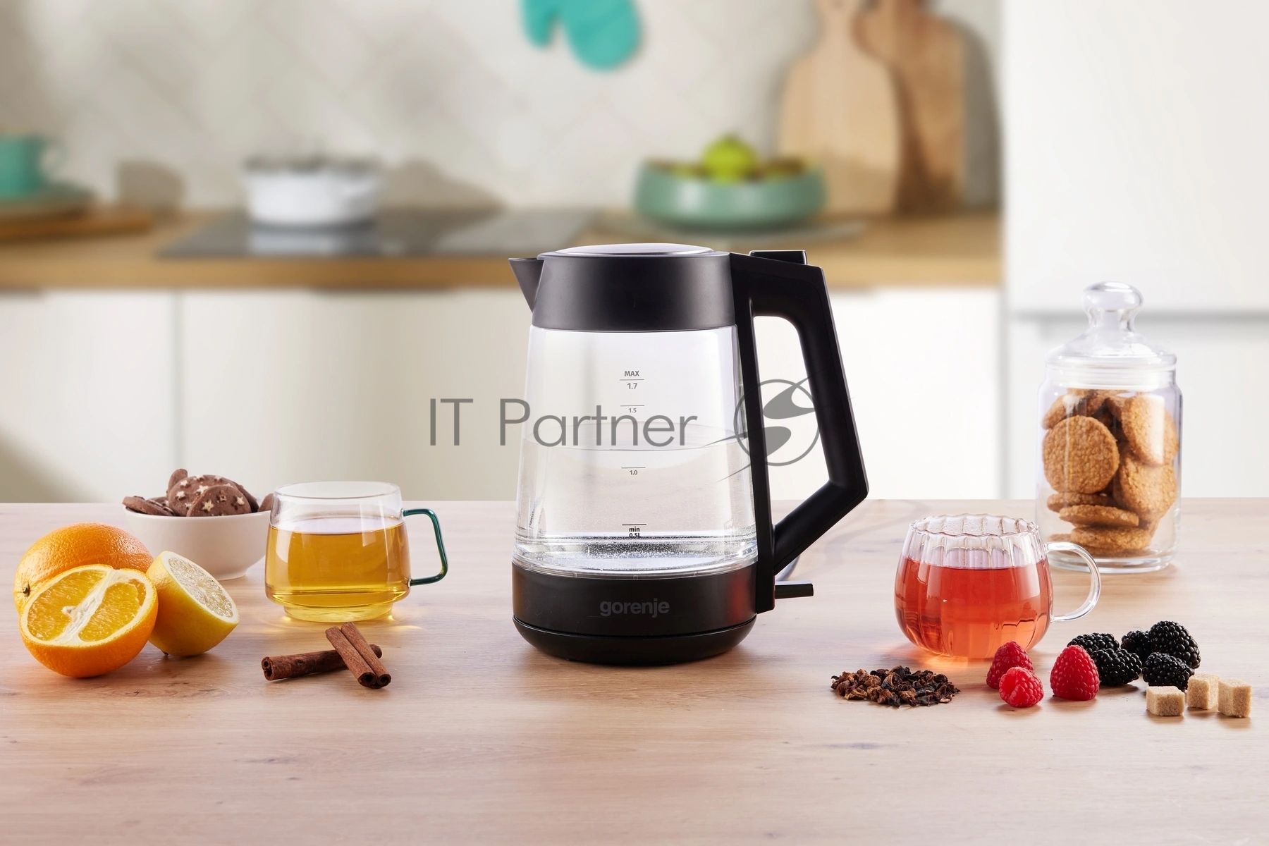 Чайник электрический Gorenje K17OGP 1.7л. черный корпус: стекло